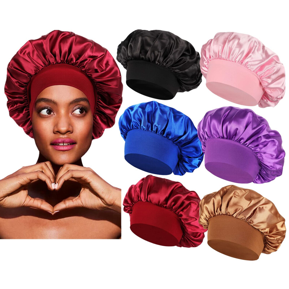 Gorros De Sat N Para El Pelo Para Mujeres Negras, Gorros Para Dormir, Gorros Para Dormir Para Mujeres Y Hombres, Gorros De Sat N Para Cabello Riz-image