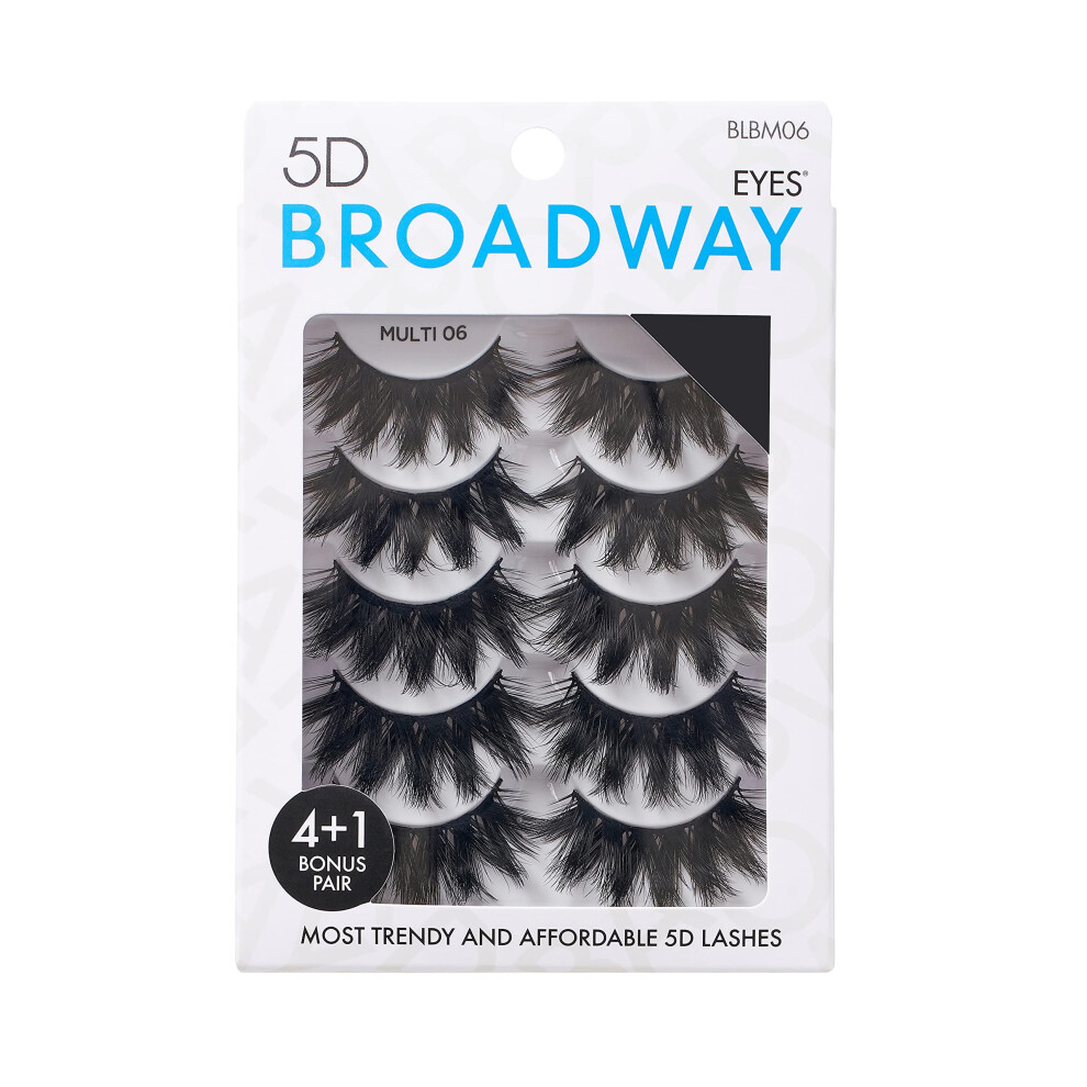 Broadway Eyes Strip False Eyelashes Multipack Fake Eyelashes Natural To Dramatic Look Lash Set 5 Pairs (06)