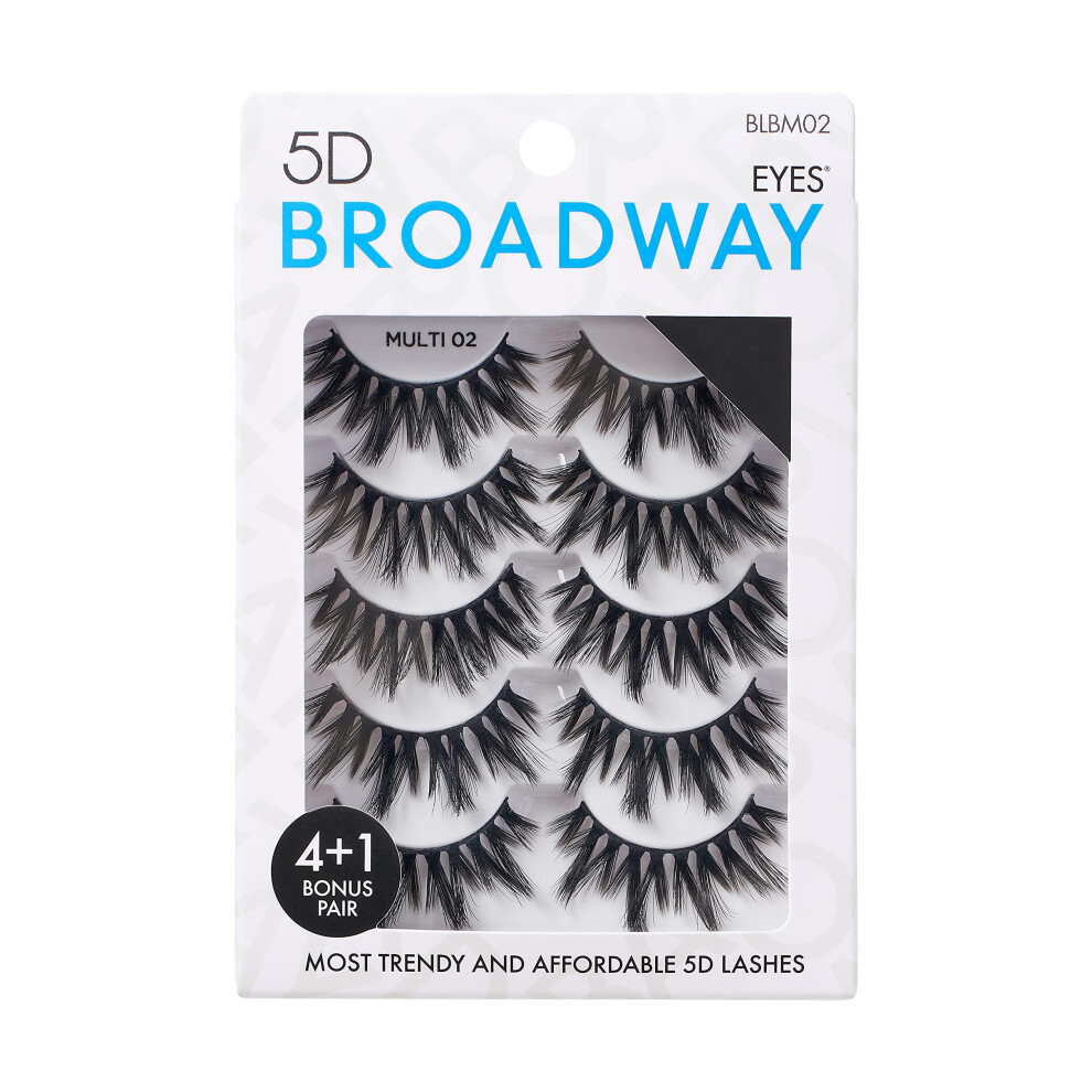 Broadway Eyes Strip False Eyelashes Multipack Fake Eyelashes Natural To Dramatic Look Lash Set 5 Pairs (02)