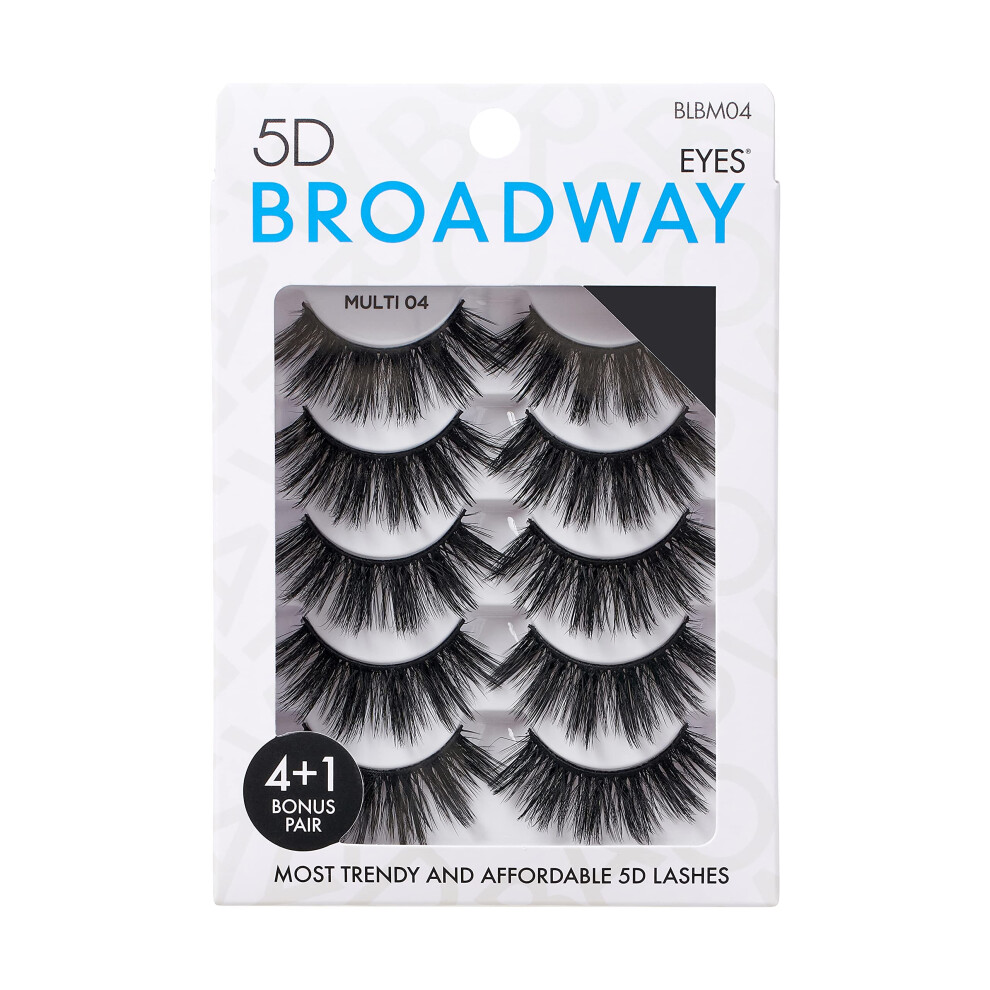 Broadway Eyes Strip False Eyelashes Multipack Fake Eyelashes Natural To Dramatic Look Lash Set 5 Pairs (04)