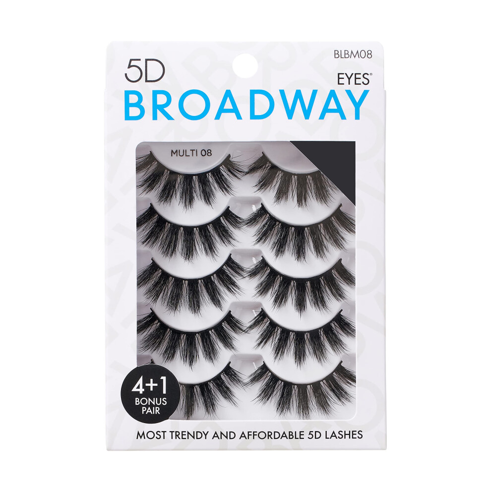 Broadway Eyes Broadway Lashes Strip False Eyelashes Multipack Fake Eyelashes Natural To Dramatic Look Lash Set 5 Pairs (08)