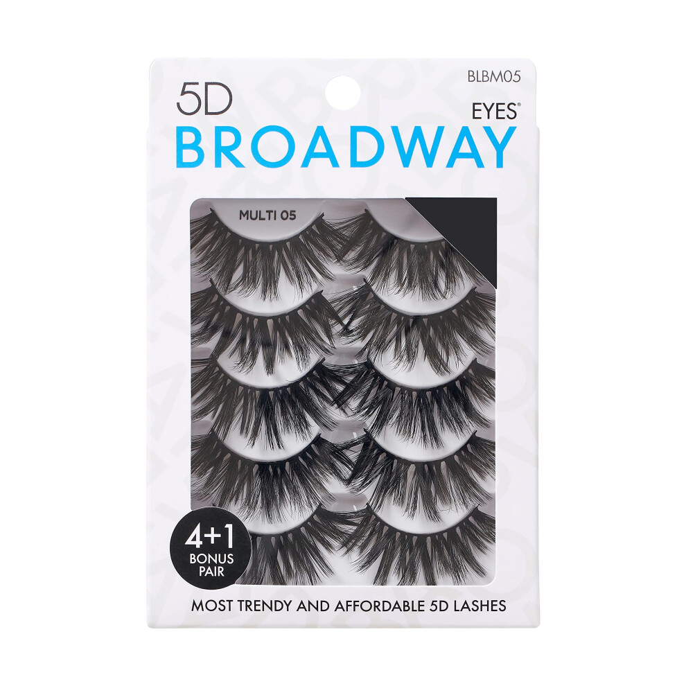 Broadway Eyes Strip False Eyelashes Multipack Fake Eyelashes Natural To Dramatic Look Lash Set 5 Pairs (05)