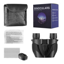 (Black) 10X25 Compact Binoculars Telescope BAK4 FMC Lens Foldable Pocket Binoculars For Bird Watching Camping Hunting Tourism