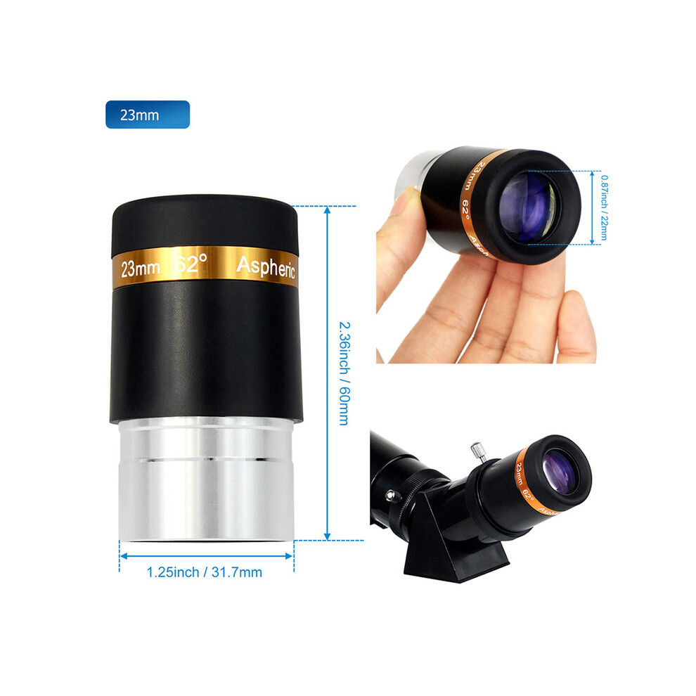 (23Mm) Skyoptikst Astronomical Telescope Eyepiece 1.25'' 4Mm/10Mm/23Mm 62 Degree Wide Field Of View Aspheric Lens 9438795340963