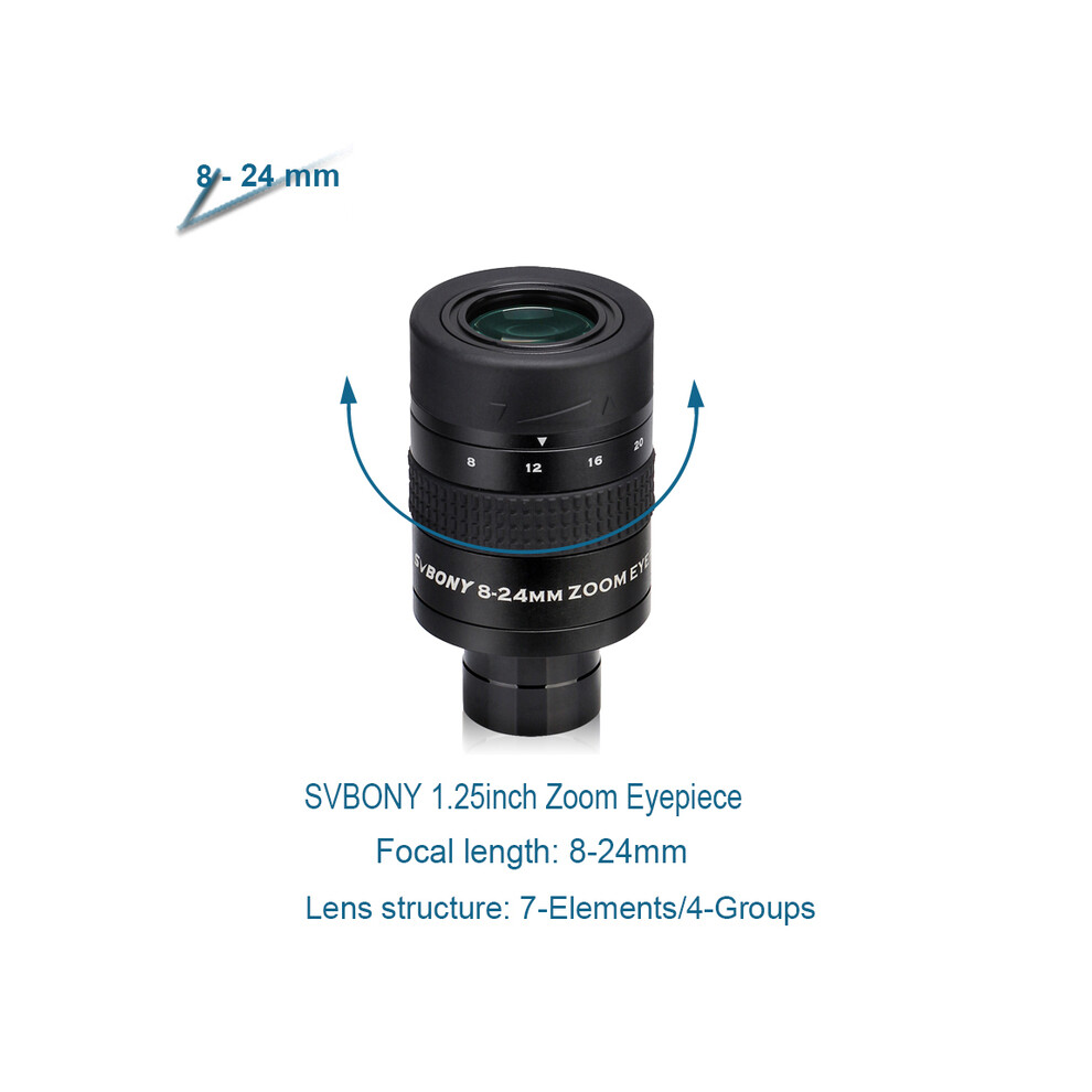 (8-24Mm) 1.25" Zoom Telescope Eyepiece 7-21Mm/8-24Mm/10-30Mm Fmc Zoom Lens Telescope Accessory For Astronomic Telescopes 9438795359408