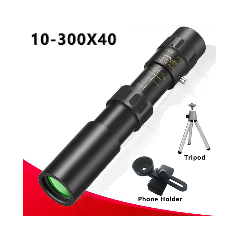 (10-300X40 Set) 10-300X40 Monocular Telescope Full Steel Portable Powerful Binoculars Hd Zoom Bak4-Prism Low Night Vision For Camping Light 9438795360091