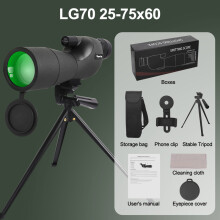 (Black Set) 25-75x60 Telescope Spotting Scope Powerful Zoom Monocular FMC BAK4 Waterproof For Bird Watching Target Shotting With Tripod