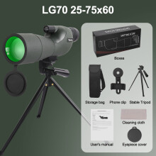 (Green Set) 25-75x60 Telescope Spotting Scope Powerful Zoom Monocular FMC BAK4 Waterproof For Bird Watching Target Shotting With Tripod