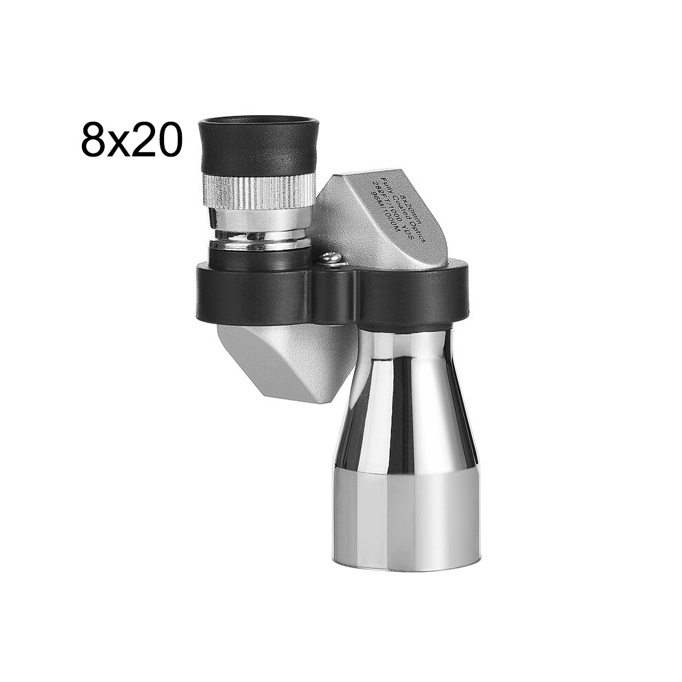 (8X20) Portable 12X32 Mini Monocular Telescope High Definition Corner Shape Metal Optical Monoculars For Outdoor Camping Travel Silver 9438795338311