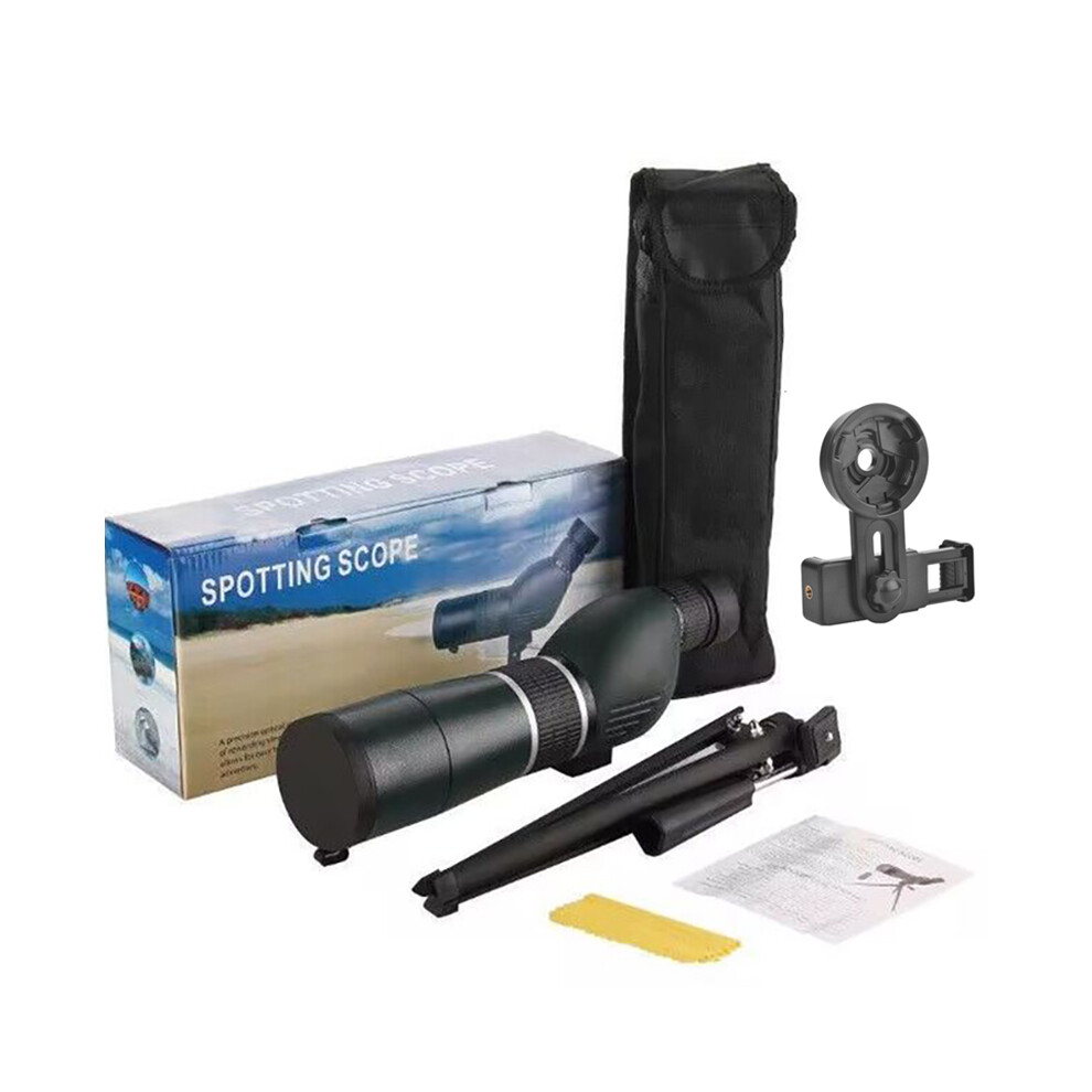 (With Tripod And Clip) 20-60X60 Spotting Scope Zoom Monocular Powerful Telescope Bak4 Prism Waterproof Anti-Fog For Camping Bird Watching Landscape 9438795358333