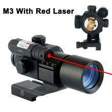 (M3 With red laser) Tactical Red Dot Zoom Telescope Adjustable Brightness Outdoor Sport Hunting Optical Telescope