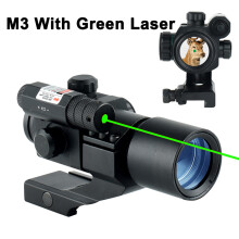 (M3 With green laser) Tactical Red Dot Zoom Telescope Adjustable Brightness Outdoor Sport Hunting Optical Telescope