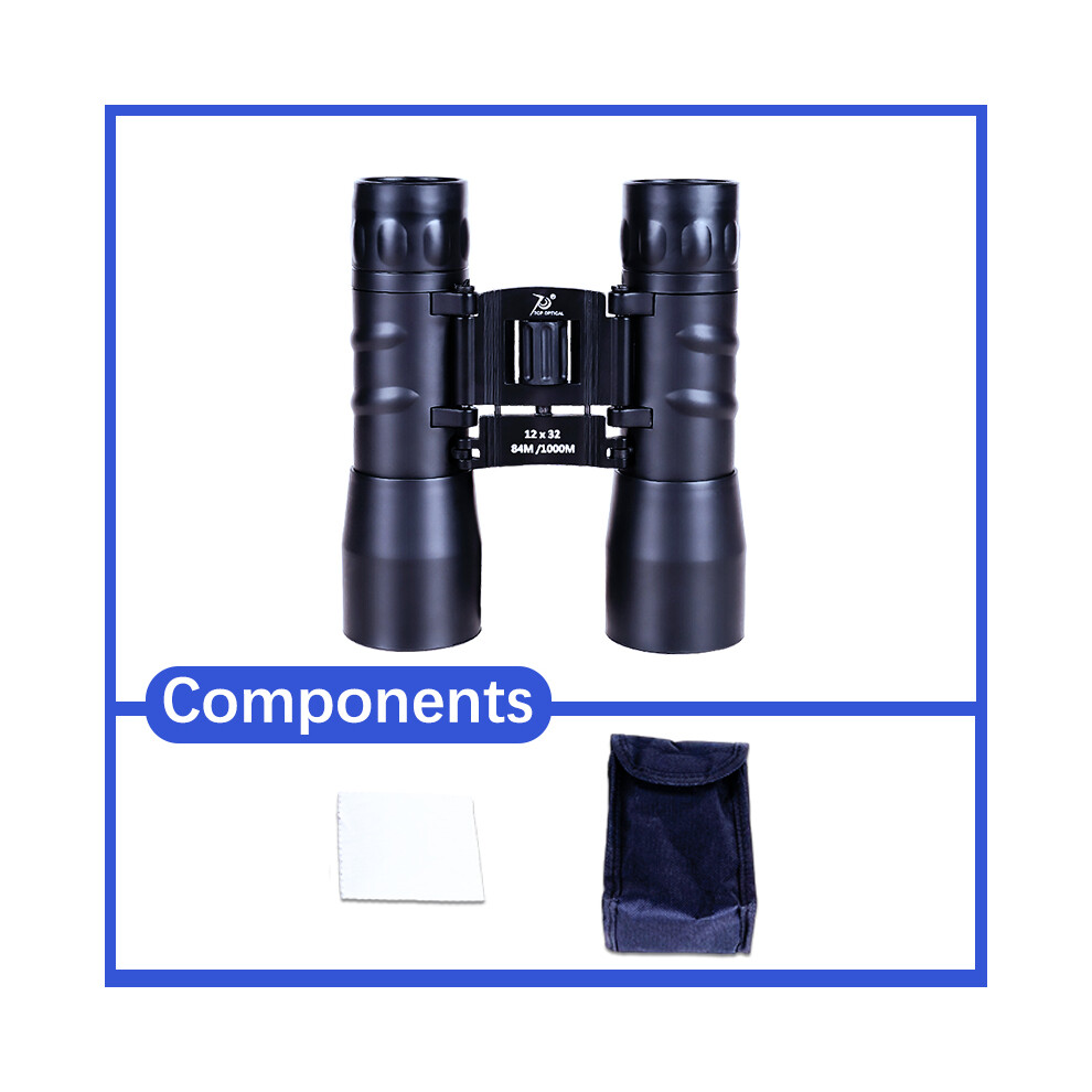 (12X32) 12X32 Binoculars Compact Hunting Powerful Professional Telescope For Outdoor Birding Watching Trip Camping Portable 9438795359194