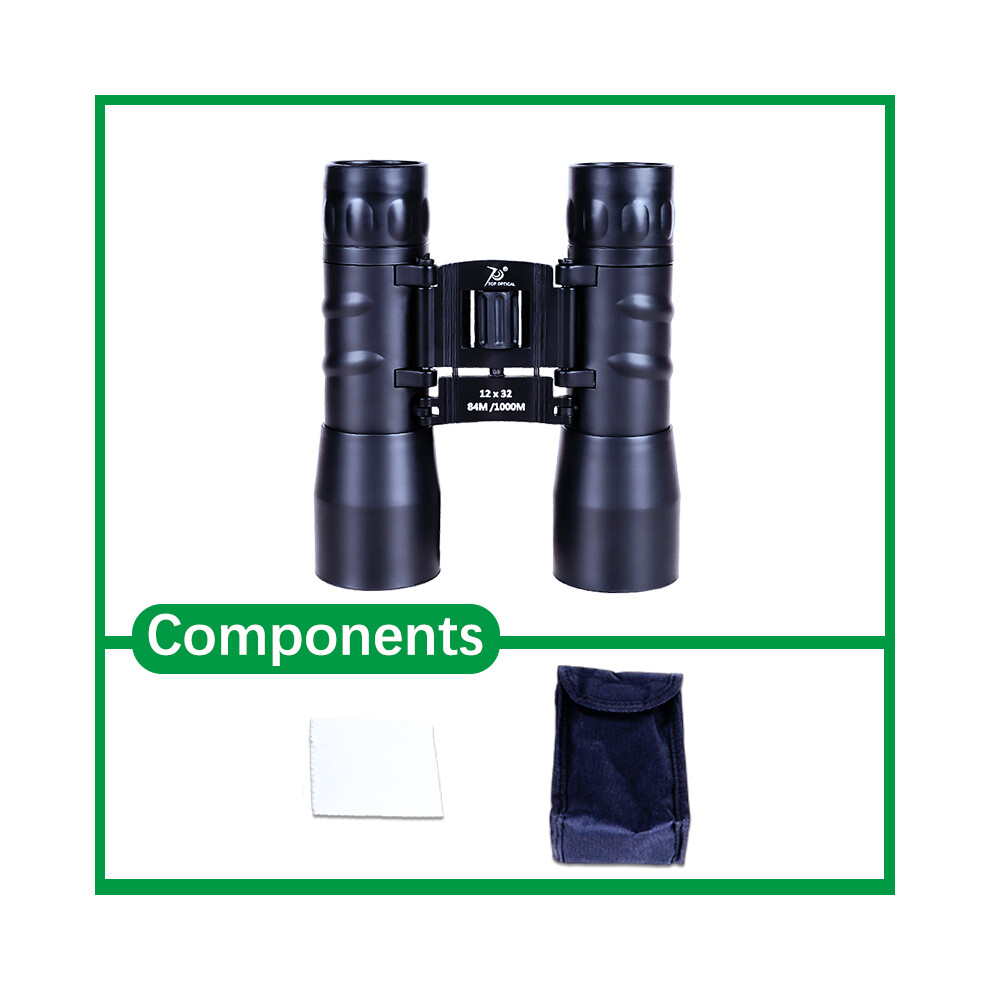 (12X32) Professional 12X32 Binoculars Portable Telescope With Lanyard Carry Bag Real High Magnification Bak4 Prism 9438795359224