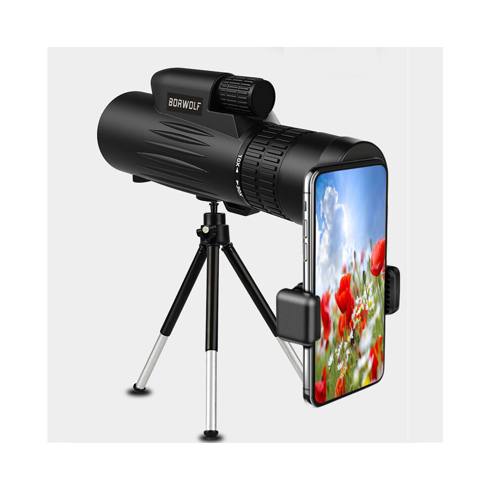 (Add Clip And Tripod) 10-30X42 Monocular Bak4 Prism Telescope With Phone Clip Tripod Waterproof Binoculars For Hunting Bird Waching 9438795354922