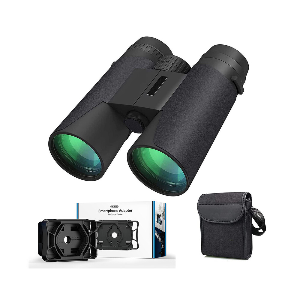 (With Adapter) 10X42 Professional Hd Binoculars With Phone Adapter High Power Telescope Large View Waterproof For Camping Hunting Travel 9438795354892