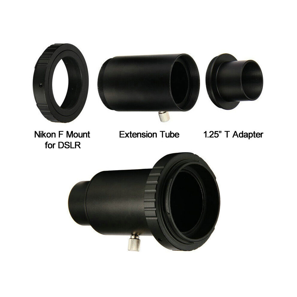 (For Nikon Ai) 1.25" T-Mount Metal Adapter+Extension Tube+Canon/Nikon/Sony/Pentax Slr/Dslr Cameras T-Ring Astronomical Telescope Photography 9438795354984