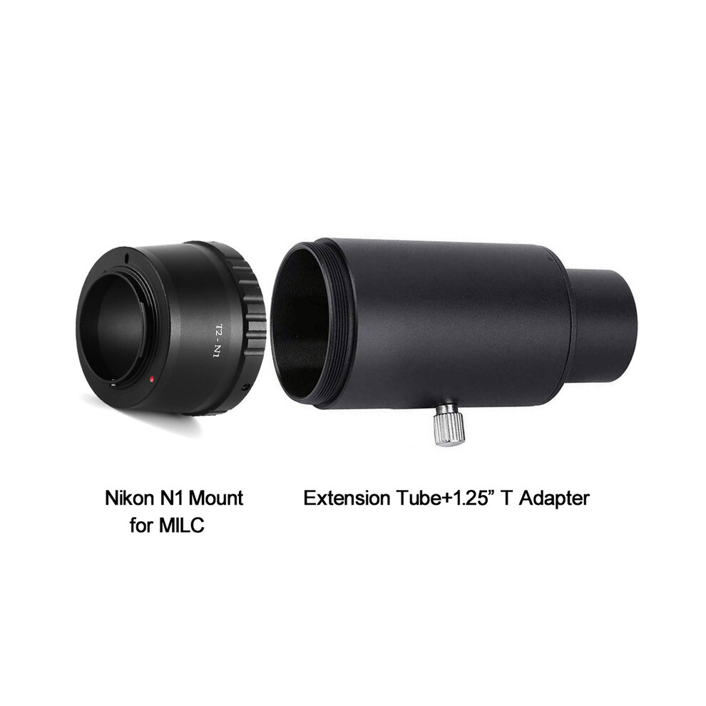 (For Nikon N1) 1.25" T-Mount Metal Adapter+Extension Tube+Canon/Nikon/Sony/Pentax Slr/Dslr Cameras T-Ring Astronomical Telescope Photography 9438795355028