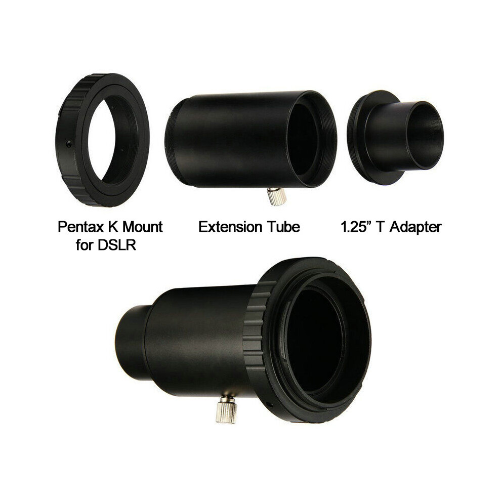 (For Pentax Pk) 1.25" T-Mount Metal Adapter+Extension Tube+Canon/Nikon/Sony/Pentax Slr/Dslr Cameras T-Ring Astronomical Telescope Photography 9438795354977