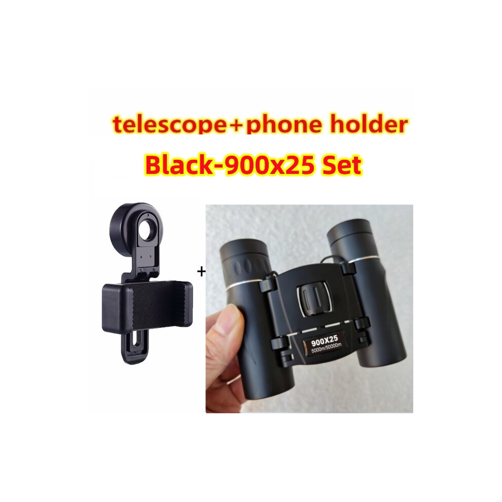 (-900X25 Set) Binoculars Hd Portable Long Range Professional Spyglass Monocular Telescope Bak4 Fmc Compact Optics For Outdoor Hunting Hiiking Black 9438795356117