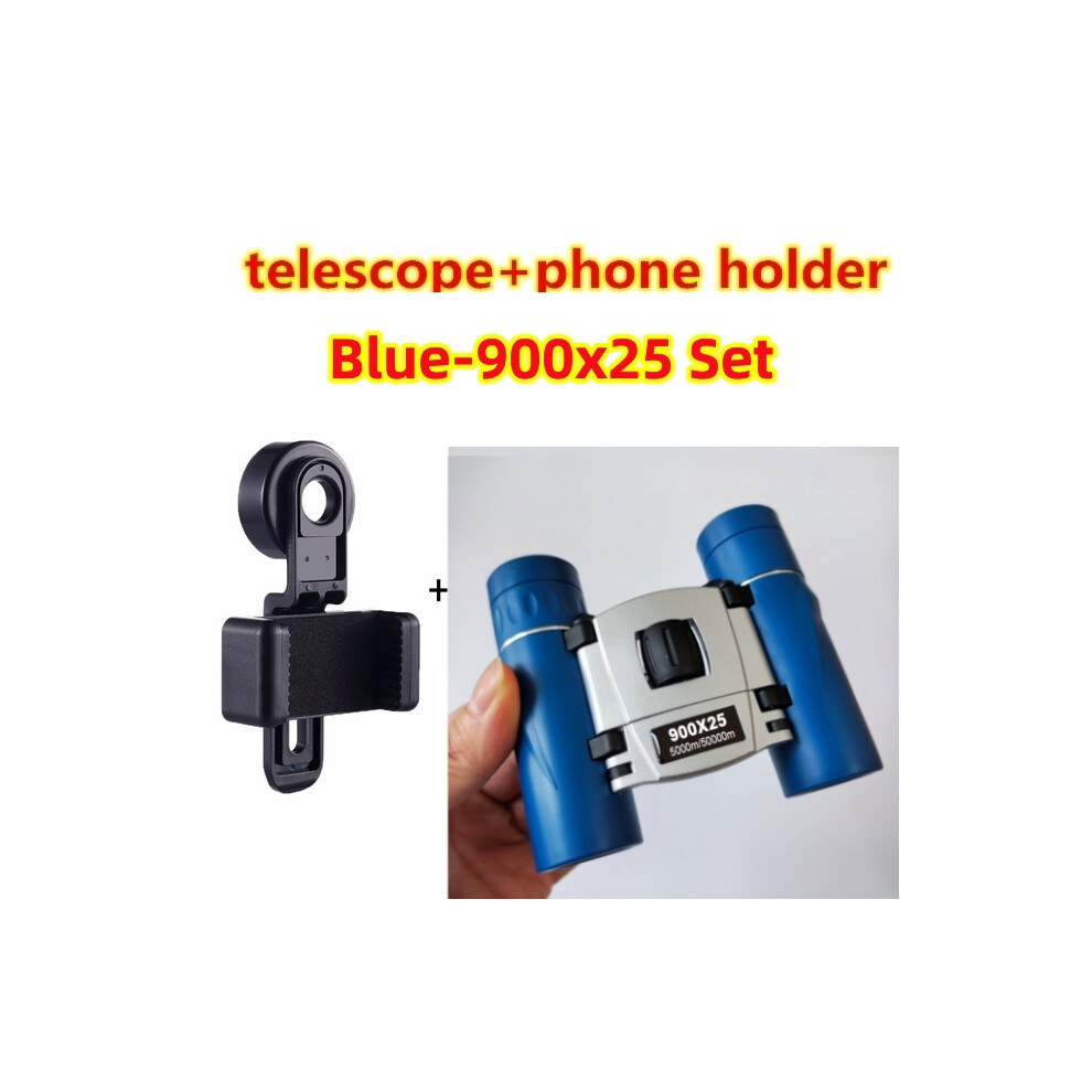 (-900X25 Set) Binoculars Hd Portable Long Range Professional Spyglass Monocular Telescope Bak4 Fmc Compact Optics For Outdoor Hunting Hiiking Blue 9438795356131
