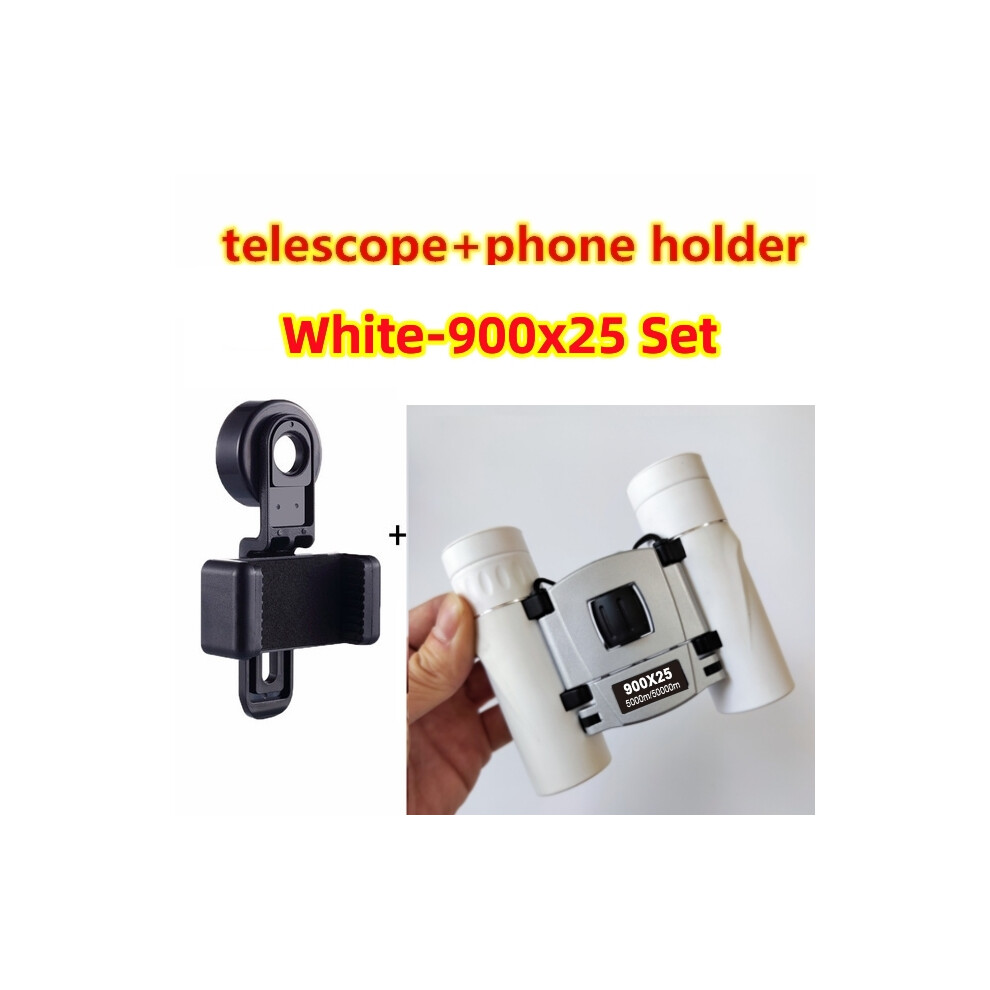 (-900X25 Set) Binoculars Hd Portable Long Range Professional Spyglass Monocular Telescope Bak4 Fmc Compact Optics For Outdoor Hunting Hiiking White 9438795356162