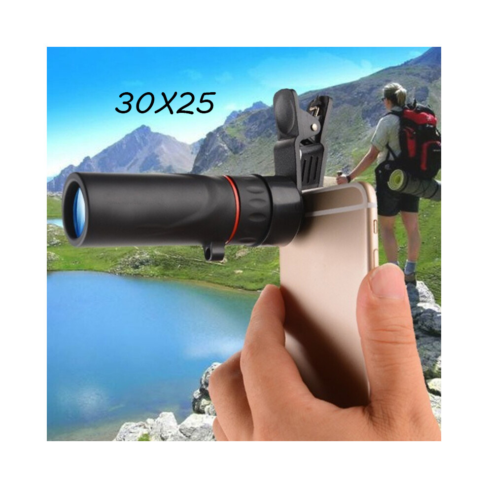 (Telescope And Holder) 30X25 Telescope 60/100X25 Optical Zoom Field View Telescopes Film Hunting Hd Adjustable Focal Length 7X Monocular Telescope Red 9438795356827