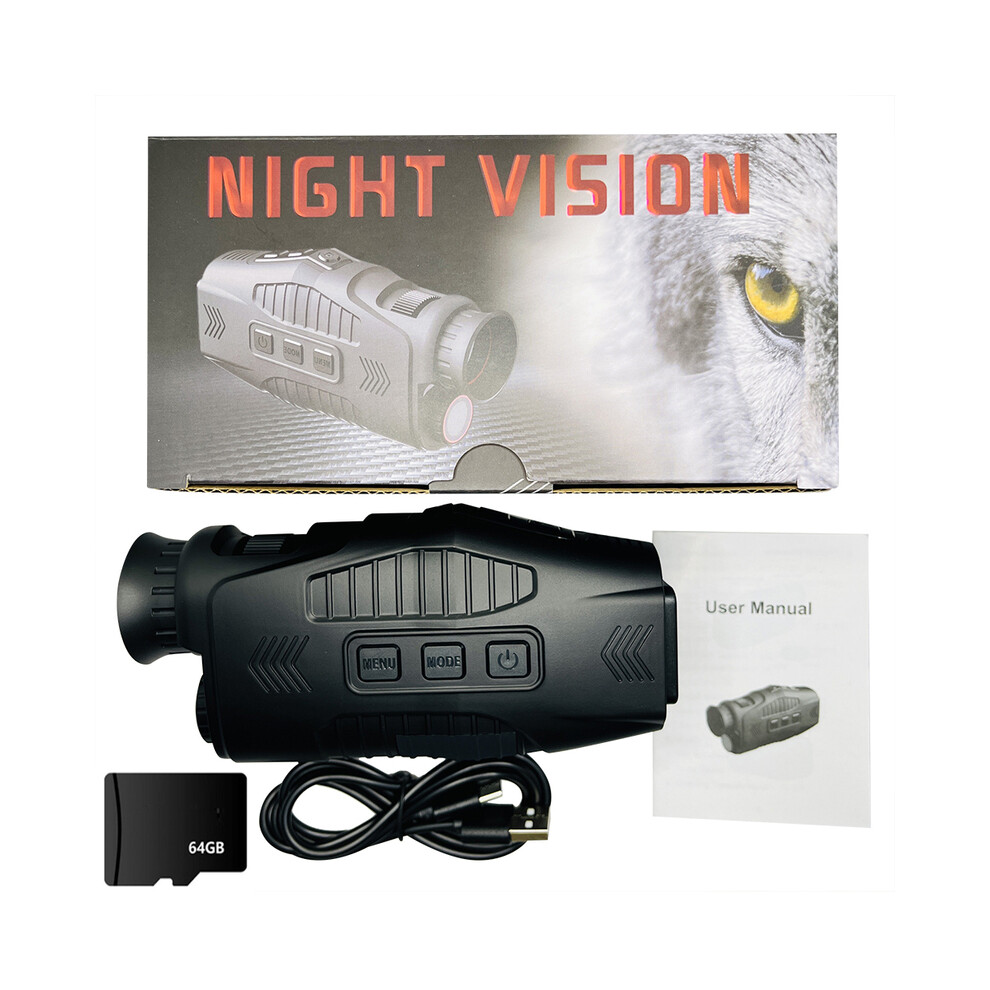 (With 64Gb) R11 Monocular Night Vision Device 5X Digital Zoom Infrared Night Vision Hunting Telescope Outdoor Day Night Dual Use Full 300M 9438795352737