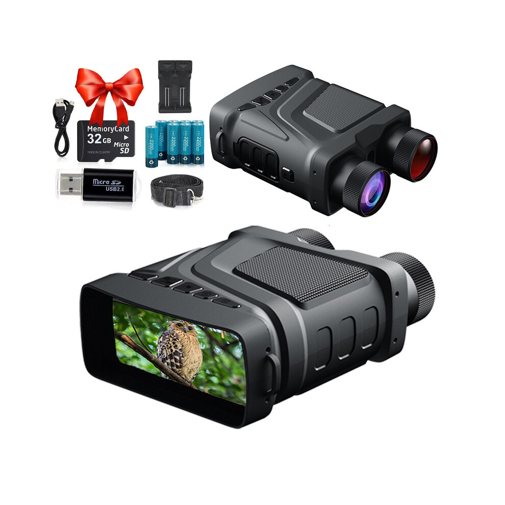 (R12 Set) R12 Binoculars Night Vision Device Rechargeable 6W 850Nm Infrared 1080P Hd 5X Digital Zoom Hunting Telescope Photo Video Record 9438795354298