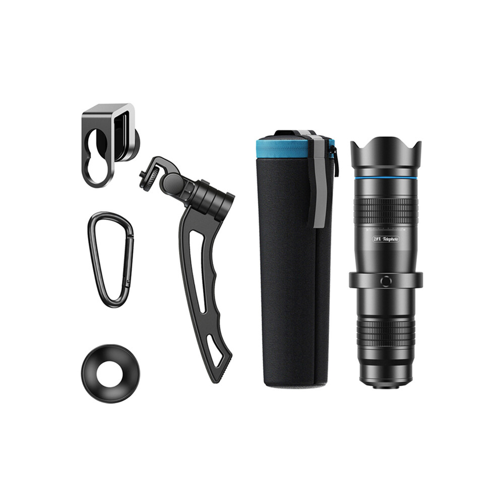 (With Tripod) 28X Hd Phone Zoom Telephoto Lens Professional Monocular Telescope Lenses With Selfie Tripod For Iphone All Smartphones 9438795350160
