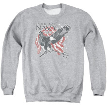 Trevco Sportswear NA100-AS-4 Navy Trident Adult Crewneck Sweatshirt, Athletic Heather - Extra Large