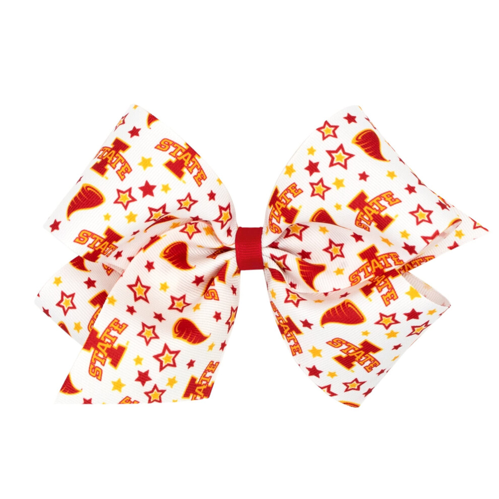 NœUd Pour Cheveux Imprimé Logo Sur Le ThèMe Du Match Universitaire Pour Filles Divine Creations Par Wee Ones Sur Un Clip Weestay Grosgrain Classi-image