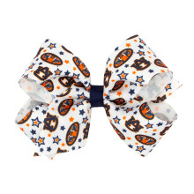 Divine Creations lnyok egyetemi tmj jtknapi logja, nyomat hajmasni a Wee Ones-tl WeeStay klippen, klasszikus Grosgrain kzepes gesztenyebarna