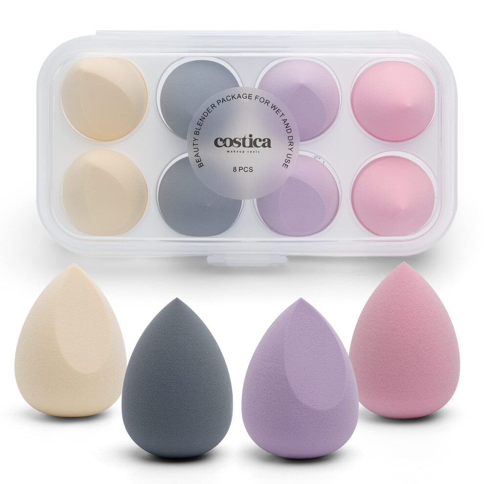Costica Makeup Sponge, 8 Pcs Beauty Blender For Foundation Blending Sponge, Multi-Colored Makeup Blender With Storage Box, Flawless For Liquid Cream And Powder-image
