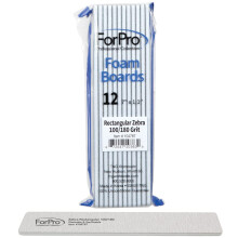 ForPro Professional Collection rektangul?re skumplader Zebra 100/180 korn dobbeltsidet manicure og pedicure neglefiler 7 L x 1,1 W 12-Count
