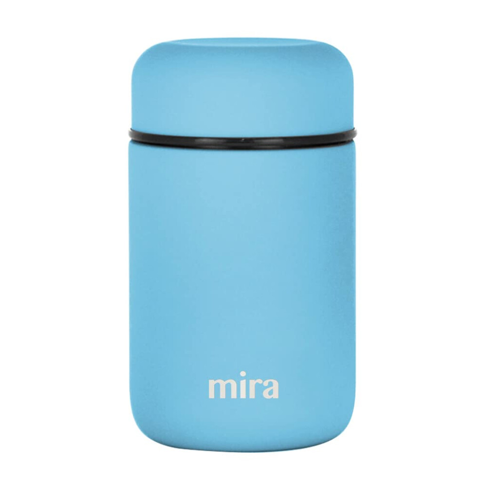 MIRA Insulated Food Jar Thermo for Hot Food & Soup  Compact Stainless Steel Vacuum Lunch Container for Meals To Go - 13.5 oz  Pearl Blue