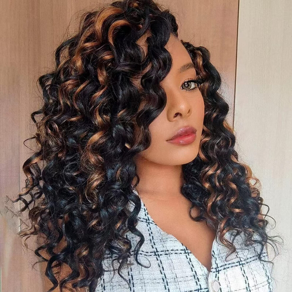 Svolna Ocean Wave Crochet Hair 14 Inch Curly Braiding Ocean Wave Hair 7 Packs Deep Wave Shoulder Length Wavy Crochet Braids Synthetic Hair Extensions For Wom