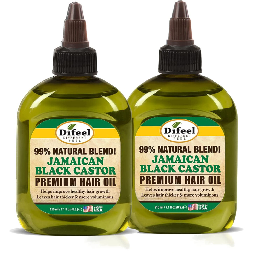 Difeel Black Premium Natural Jamaican Castor Hair Oil 7.1 Oz (Pack Of 2) - Jamaican Castor Oil For Hair Growth