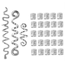 RDYKGOOG 28 Pieces Hair Accessory Set: Spiral Coils, Dreadlock Beads, Braids Rings, Clips, Metal Cuffs, Loc Hair Jewelry, Hair Wraps, Snake Hair Clips