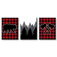 Big Dot of Happiness Lumberjack - Channel the Flannel - Buffalo Plaid Nursery Wall Art Rustic Kids Room Decor and Cabin Home Decorations - Gift Idea