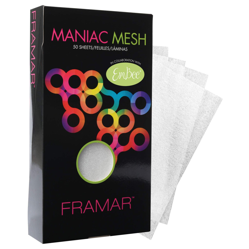 Framar Maniac Mesh Sheets - Mesh Strips For Hair Dye Hair Color Hair Bleach - 50 Pack (Reusable)