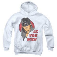 Trevco Sportswear PB102C-YFTH-2 Princess Bride As You Wish Youth Hooded Sweatshirt, White - Medium