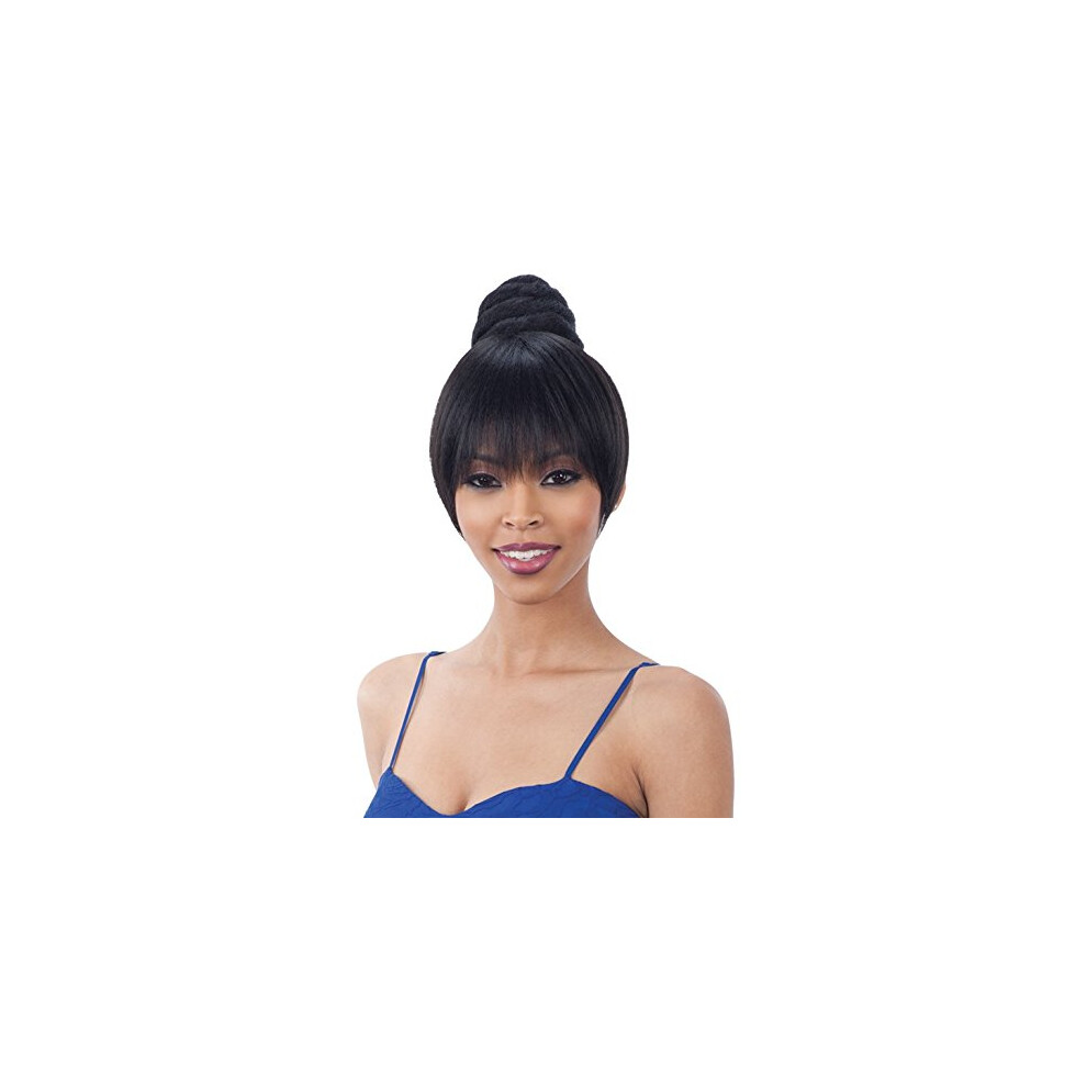 Milkyway Unisex Brown Swirl Bun Bang (2 Dark ) - Freetress Equal Synthetic Bun & China Bang