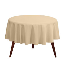Gee Di Moda Round Tablecloth - 132 Inch Beige Round Table Cloth for 72 to 96 Inch Round Tables - Heavy Duty Washable Fabric - for Buffet Table H