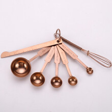 (SevenPiece Rose Gold) Stainless Steel Premium Measuring Spoon Set For Home Baking And Lovers Coffee