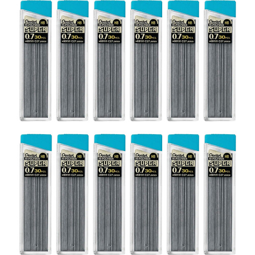 Pentel Pentel Super Hi-Polymer Μηχανικά Μολύβια - 0.7 mm - HB - Μαύρο - 360 / Κουτί