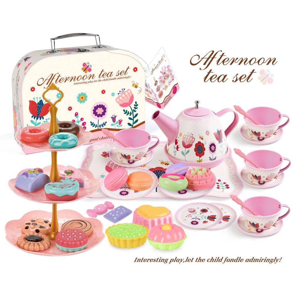 (8062) Delightful Kids Tea Time Playset Featuring Adorable Tin Tea And Set Pastries