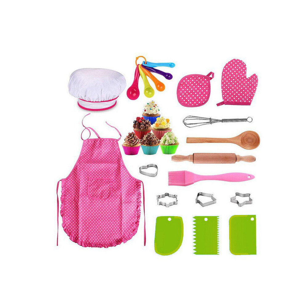 Exciting 26 Piece Kids Pretend Play Kitchen Baking Set With Chef And Hat Apron
