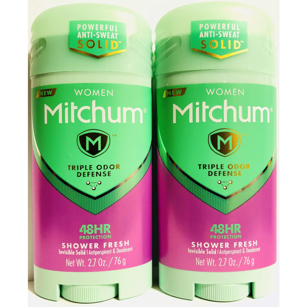 Mitchum Antiperspirant & Deodorant For Women - Invisible Solid - Shower Fresh - Net Wt. 2.7 OZ (76 g) Per Stick - Pack of 2 Sticks