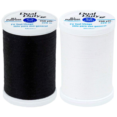 Coats Black & White Bundle - Dual Duty XP General Purpose Thread 250 yards each